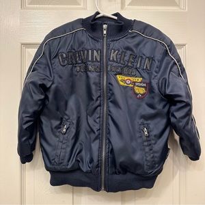 Calvin Klein Jeans Boys Blue Bomber Jacket Size 4